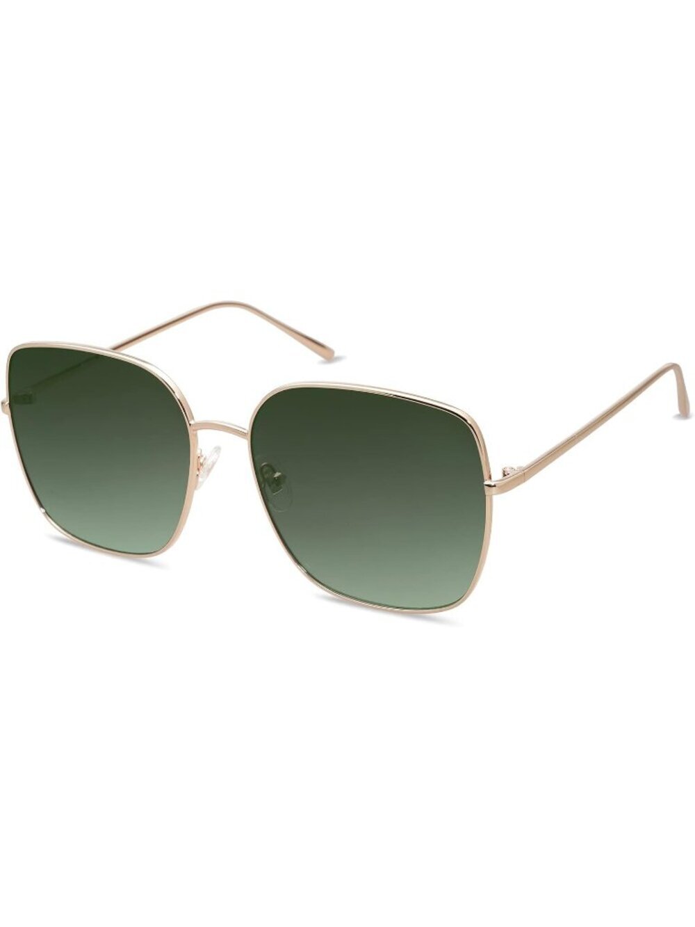 Women's Gold Greyish Green Oversized Square Metal Frame Protection Sunglasses